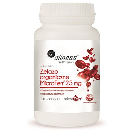 ALINESS ŻELAZO ORGANICZNE 25MG 100 VEGE TAB.