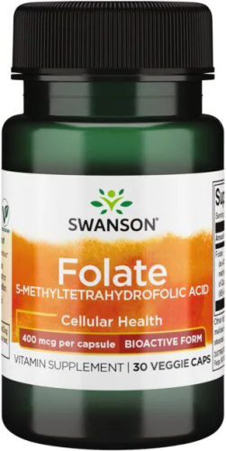 SWANSON Folate Quatrefolic 400mcg 30 kaps.