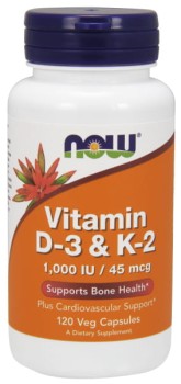 NOW FOODS Vitamin D-3 & K-2 120 kaps.
