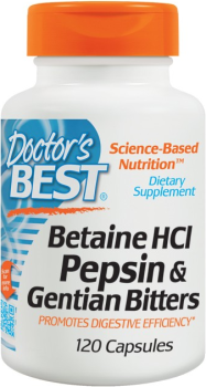 DOCTOR'S BEST Betaine HCL Pepsin & Gentian Bitters 120 kaps.