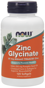 NOW FOODS Zinc Glycinate 30mg 120 kaps.