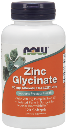 NOW FOODS Zinc Glycinate 30mg 120 kaps.