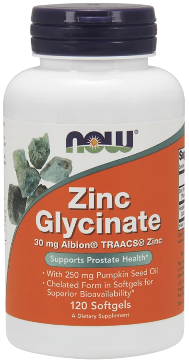 NOW FOODS Zinc Glycinate 30mg 120 kaps.