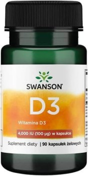 SWANSON Vitamin D-3 4000 IU 90 kaps.