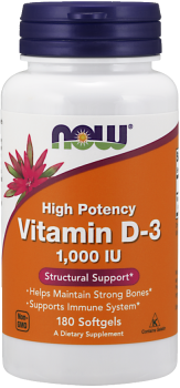 NOW FOODS Vitamin D-3 1000 IU 180 softgels
