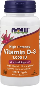 NOW FOODS Vitamin D-3 1000 IU 180 softgels
